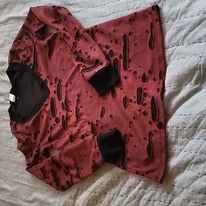 V neck distressed Gothic style layered top szM